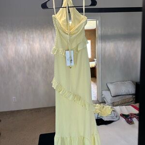 Elegant Yellow Backless Dress